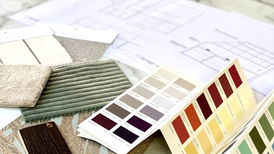 home interior designer with plans and colour charts