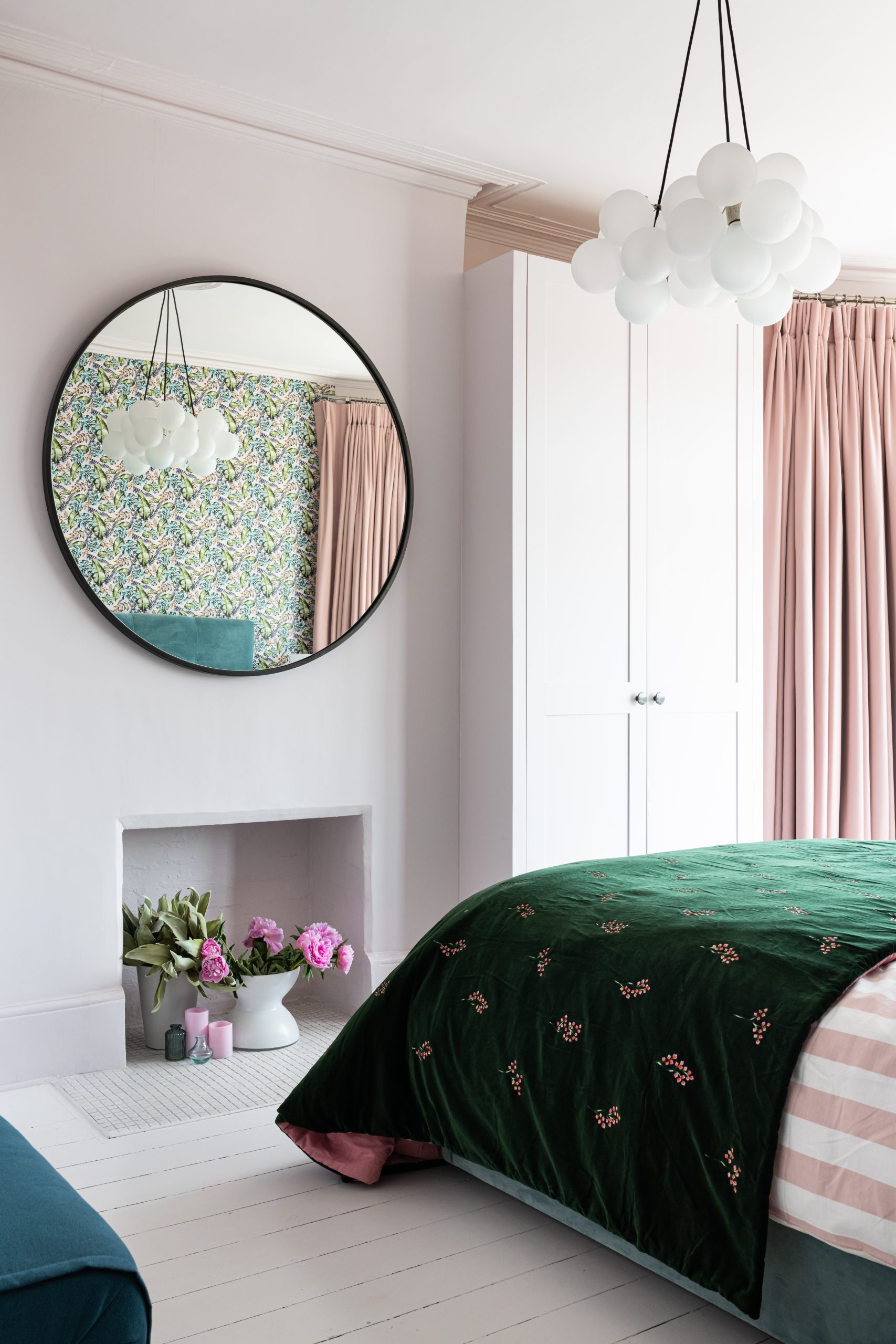 Colourful guest bedroom in house redesign