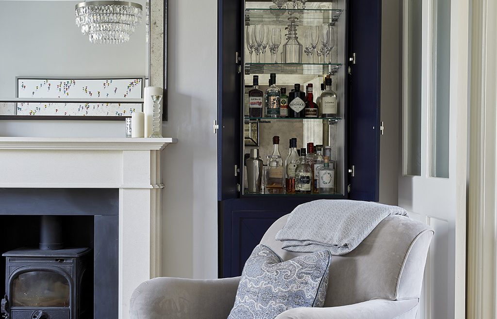 Bespoke home bar in living room