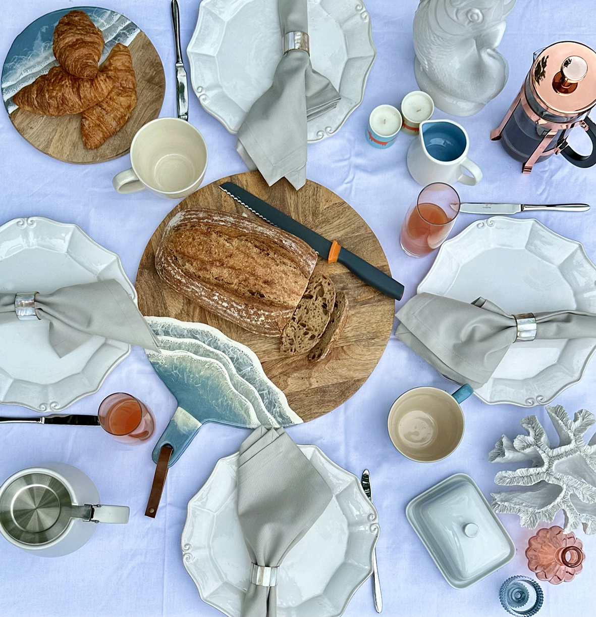 Flatlay for breakfast table setting designed by Emma Green for Style & Decor blogger Sarah