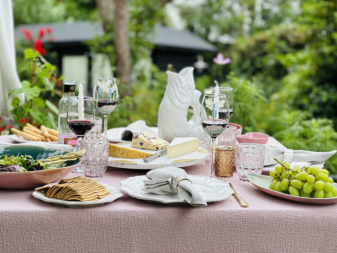 Cheese and wine table setting designed by Emma Green interior designer